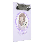 女の子と子猫カスタマイズ可能な子供 ミニクリップボード (アングル)