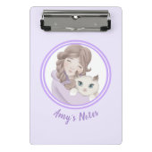 女の子と子猫カスタマイズ可能な子供 ミニクリップボード (正面)