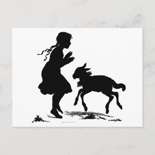 女の子と子羊のはがき ポストカード (正面)