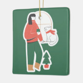 女の子と居心地の良いクリスマスオーナメント セラミックオーナメント (左)