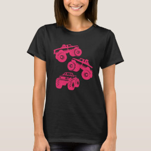 女の子と幼児ピンクのためのモンスタートラック Tシャツ