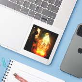 女の子と幽霊 シール (ノートパソコンとiPhone)