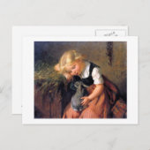 女の子と彼女のバニー ポストカード (正面/裏面)