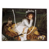 女の子と彼女のパグ抱き枕 ラージペーパーバッグ (裏面)