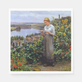 女の子と彼女のペットの鳩（若い女性と鳥） スタンダードランチョンナプキン