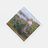 女の子と彼女のペットの鳩(若い女性と鳥) スタンダードランチョンナプキン (角)