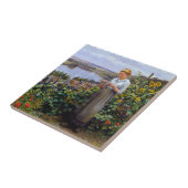 女の子と彼女のペットの鳩（若い女性と鳥） タイル (側面)