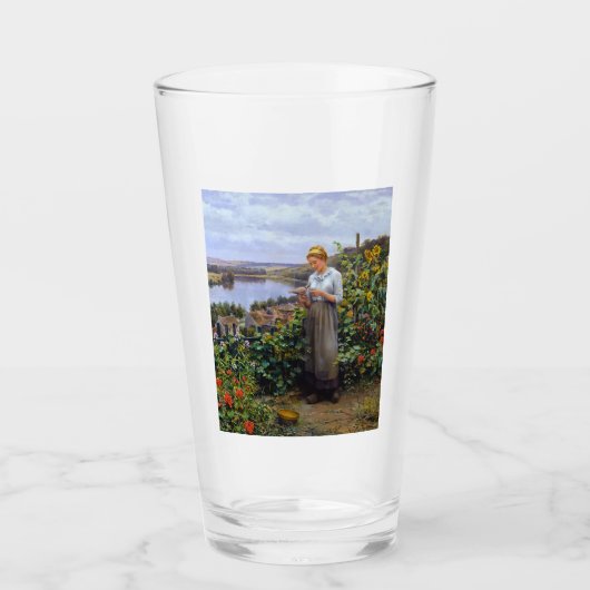 女の子と彼女のペットの鳩（若い女性と鳥） タンブラーグラス (正面)