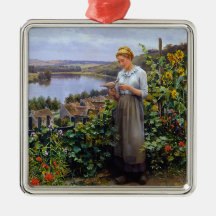 女の子と彼女のペットの鳩（若い女性と鳥）