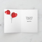 女の子と彼女のラブラドールとハートバルーン誕生日 カード (内部)