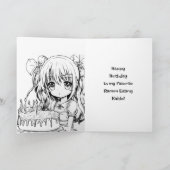 女の子と彼女のラーメンアニメおもしろい誕生日 カード (内部)