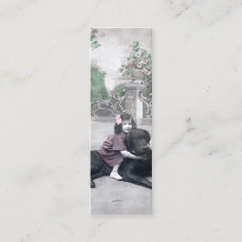 女の子と彼女の犬のしおり スキニー名刺