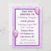 女の子と彼女の犬の最初の誕生日パーティー 招待状 (裏面)