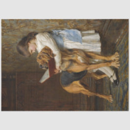 女の子と彼女の犬読のデコペ紙 薄葉紙