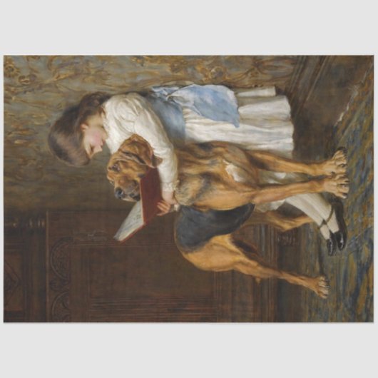 女の子と彼女の犬読のデコペ紙 薄葉紙 (正面)