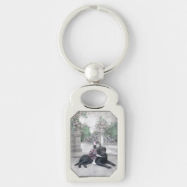 女の子と彼女の犬 キーホルダー