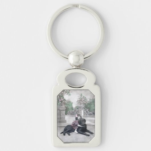 女の子と彼女の犬 キーホルダー (正面)