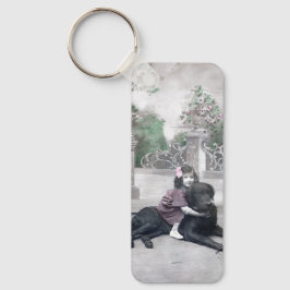 女の子と彼女の犬 キーホルダー