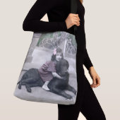 女の子と彼女の犬 クロスボディバッグ (クローズアップ)