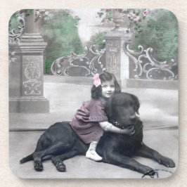 女の子と彼女の犬 コースター