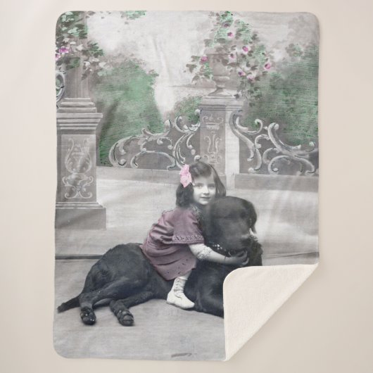 女の子と彼女の犬 シェルパブランケット (正面)