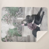 女の子と彼女の犬 シェルパブランケット (正面(横))