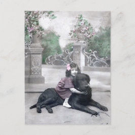 女の子と彼女の犬 ポストカード