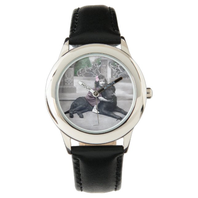 女の子と彼女の犬 腕時計 (正面)