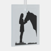 女の子と彼女の馬の愛のシルエット ガラスオーナメント (正面右)