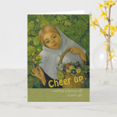 女の子と果物と花CC0858誕生日 カード (黄色い花)