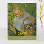 女の子と果物と花CC0859大誕生日 カード (黄色い花)