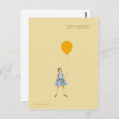 女の子と気球とのハッピーバースデー ポストカード (正面/裏面)