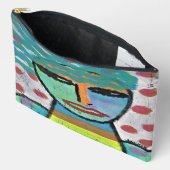 女の子と水玉模様抽象芸術アート アクセサリーポーチ (見開き)