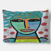 女の子と水玉模様抽象芸術アート アクセサリーポーチ (裏面)