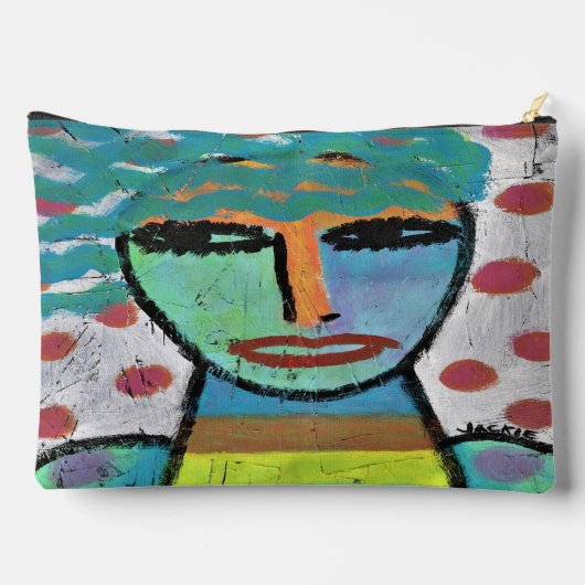 女の子と水玉模様抽象芸術アート アクセサリーポーチ (裏面)