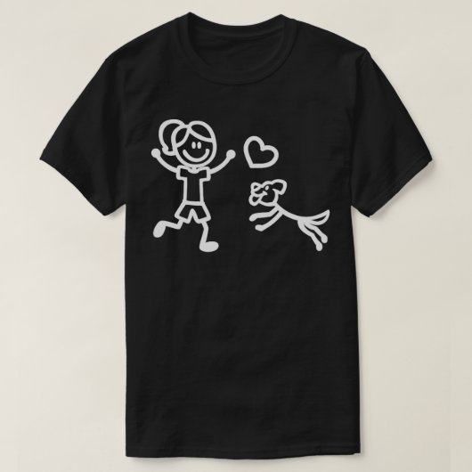 女の子と犬のステッキ姿 Tシャツ (デザイン正面)