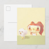 女の子と犬のソーダイラスト 案内ポストカード (正面/裏面)