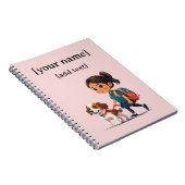 女の子と犬のノートブック - オーダーメイドテキスト ノートブック (右側)
