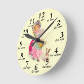 女の子と犬のヴィンテージのモチーフスペインの&ナンバーズクロック ラウンド壁時計 (傾斜)