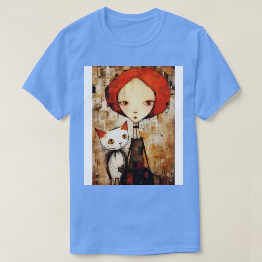 女の子と猫3 Tシャツ (デザイン正面)