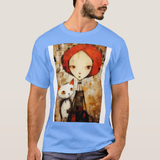 女の子と猫3 Tシャツ
