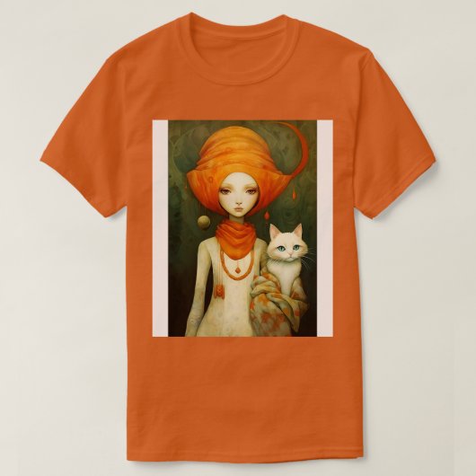 女の子と猫6 Tシャツ (デザイン正面)