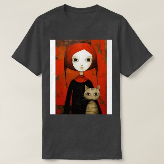 女の子と猫7 Tシャツ (デザイン正面)