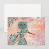 女の子と猫 ポストカード (正面/裏面)