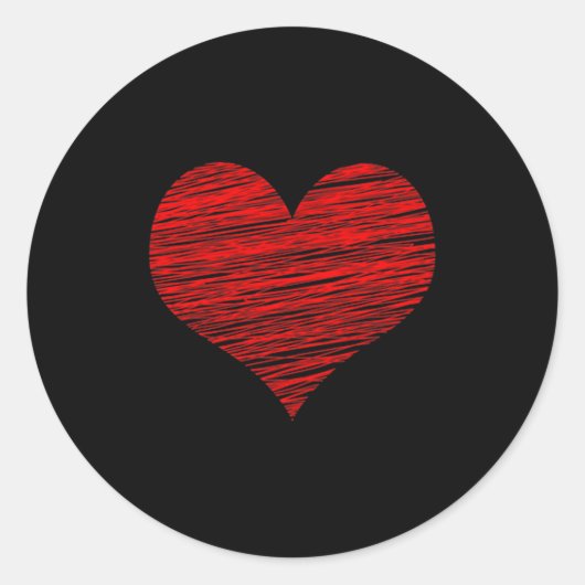 女の子と男の子のための赤いハートのバレンタインデーTシャツ ラウンドシール (正面)