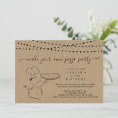 女の子と男の子のピザ作り誕生日パーティー 招待状 (スタンド正面)