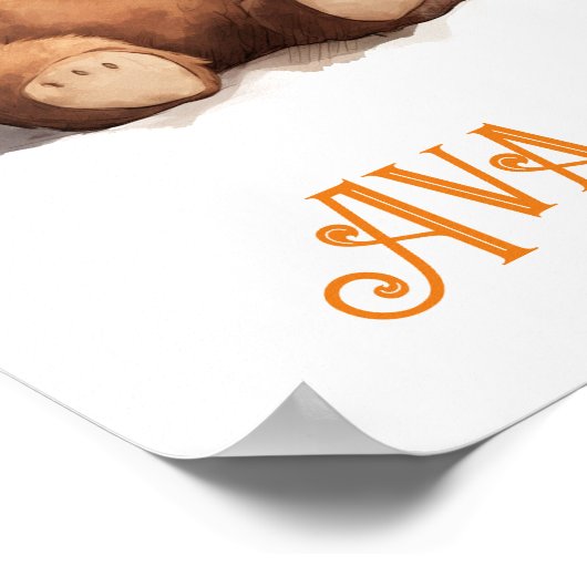 女の子と男の子の双子の子供部屋、ヴィンテージテディベア、 ポスター (角)