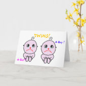 女の子と男の子の双子 カード (黄色い花)