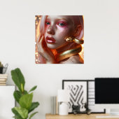 女の子と美しい黄金の蛇 ポスター (ホームオフィス)