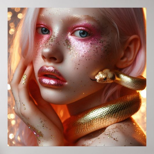 女の子と美しい黄金の蛇 ポスター (正面)